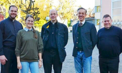 P. Valentin Gögele LC, Anja Biberger, P. Sylvester Heereman LC, Gerd Heisz und P. Martin Baranowski LC (v.l.n.r.)